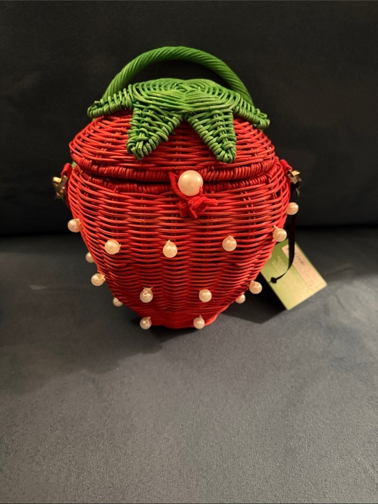 kate spade Handbags - Kate Spade Strawberry Wicker Pearl Accent Crossbody Bag - Red Green